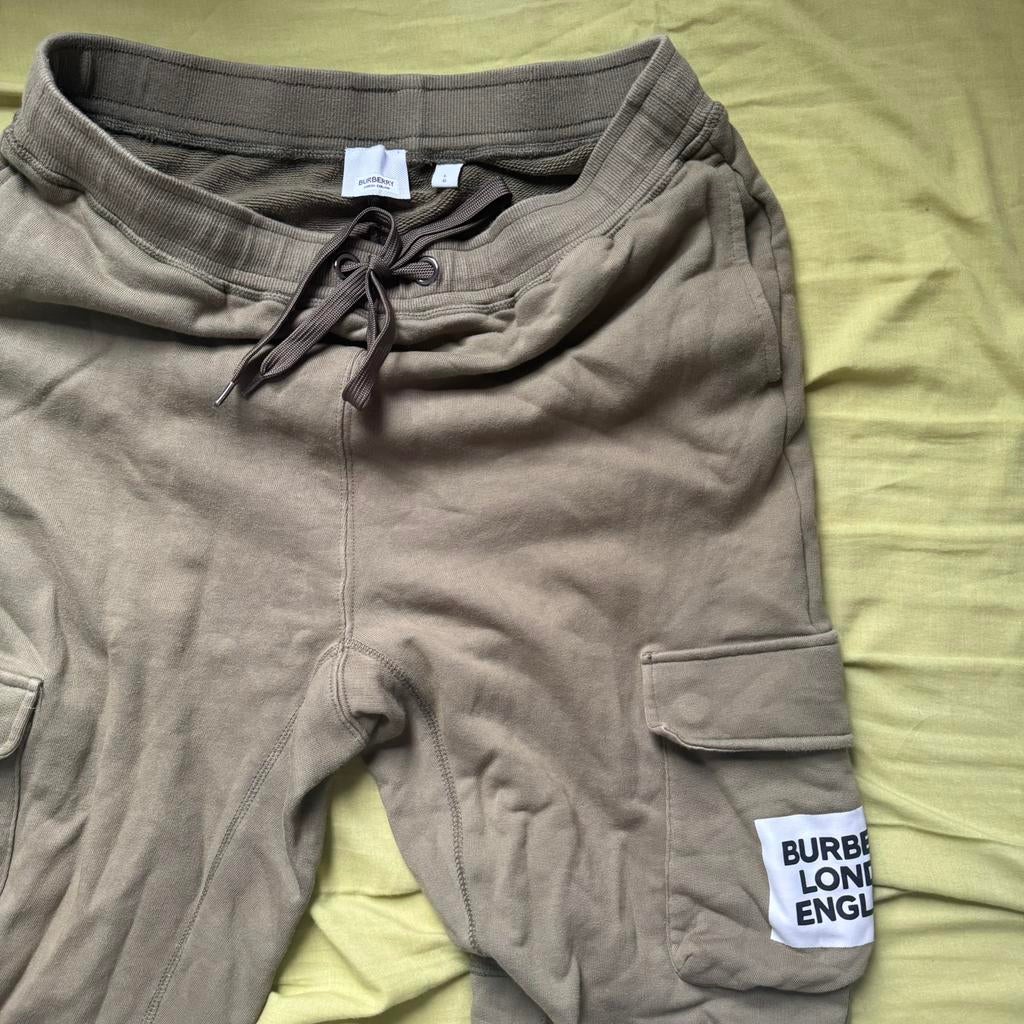 Burberry - Logo-Print traningbroek - Kaki, Ophalen of Verzenden, Zo goed als nieuw, Maat 48/50 (M), Groen