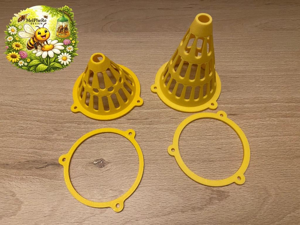 Piège à frelons asiatiques - cônes jaunes - entrée de boîte, Abeilles