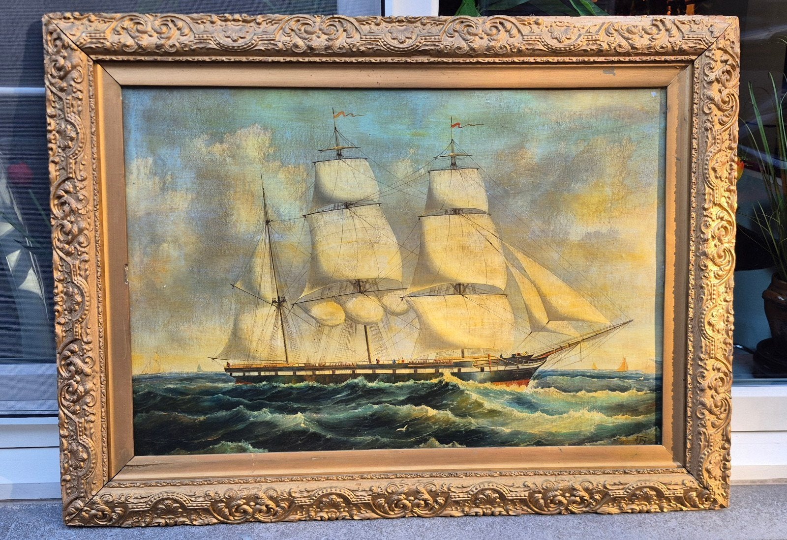 mooie marine olieverf 19e eeuws fijn werk, Antiek en Kunst, Ophalen of Verzenden, Gesigneerd, Olieverf