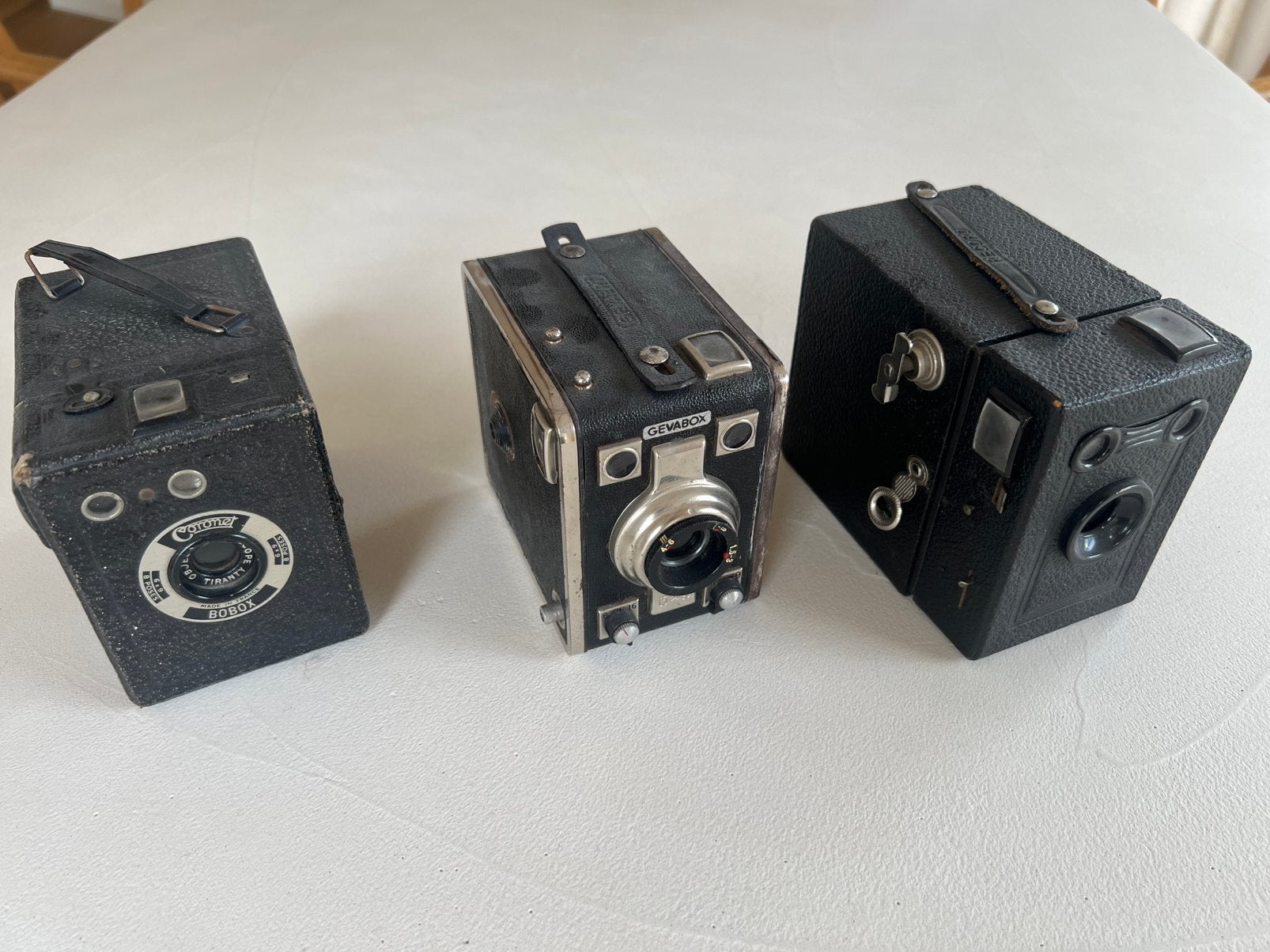3 oude camera (record, coronet, gevabox), Ophalen, Gebruikt