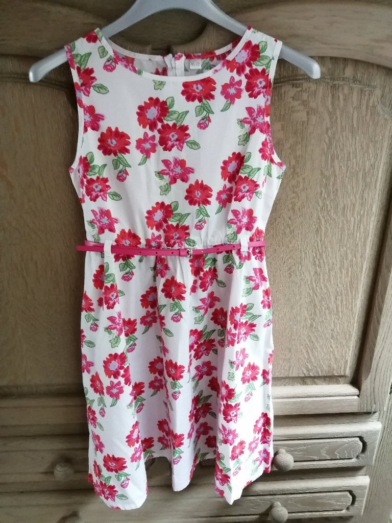 gebloemd kleedje + vestje maat 152, Ophalen of Verzenden, Zo goed als nieuw, Meisje, Jurk of Rok