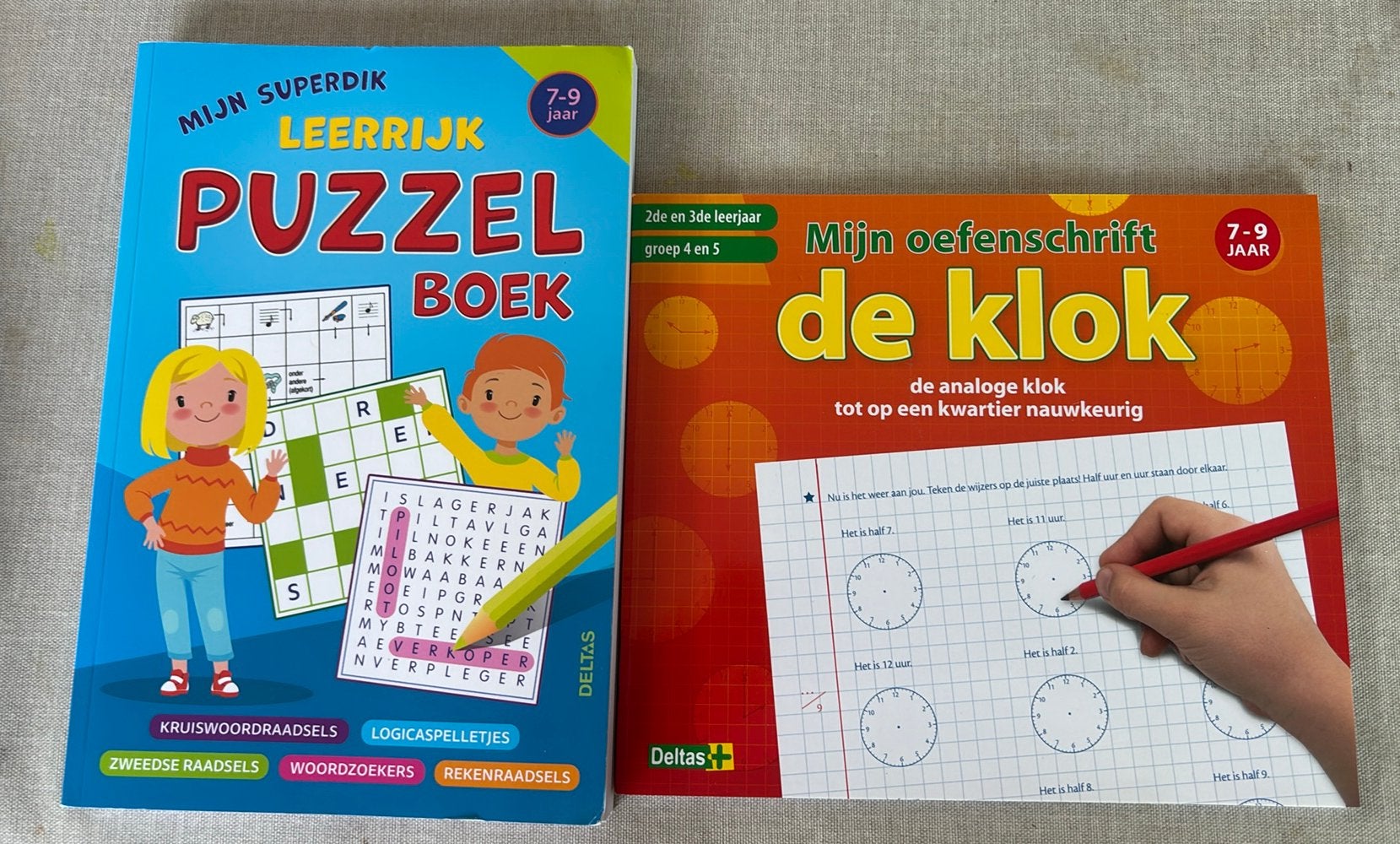 Oefenschriften de klok & leerrijk puzzelboek , 7 - 9 jaar, Ophalen of Verzenden, Nieuw
