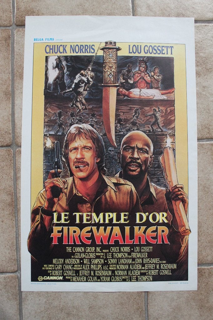 filmaffiche Chuck Norris Firewalker 1986 filmposter, Rechthoekig Staand, Ophalen of Verzenden, Zo goed als nieuw, A1 t/m A3