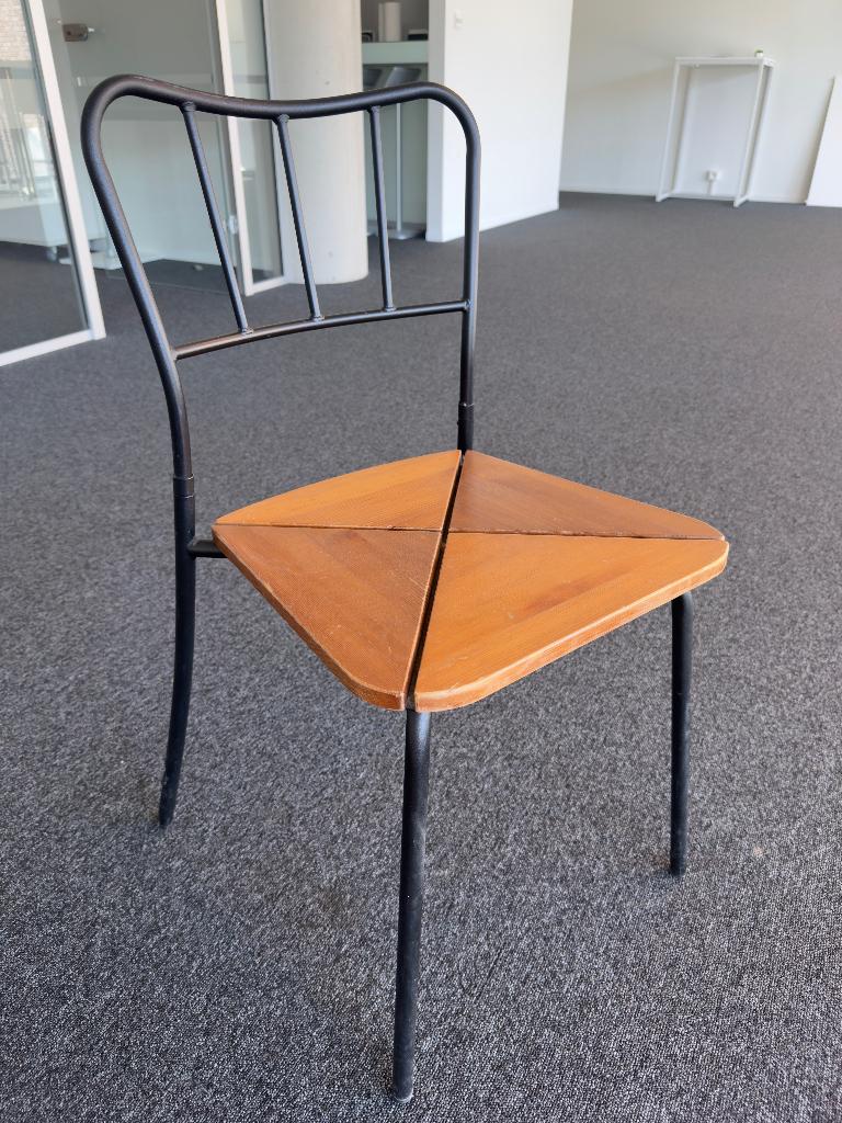 IKEA AGNE stoelen – metalen frame met houten zitting, Huis en Inrichting, Stoelen, Zo goed als nieuw, Eén, Hout, Metaal, Bruin