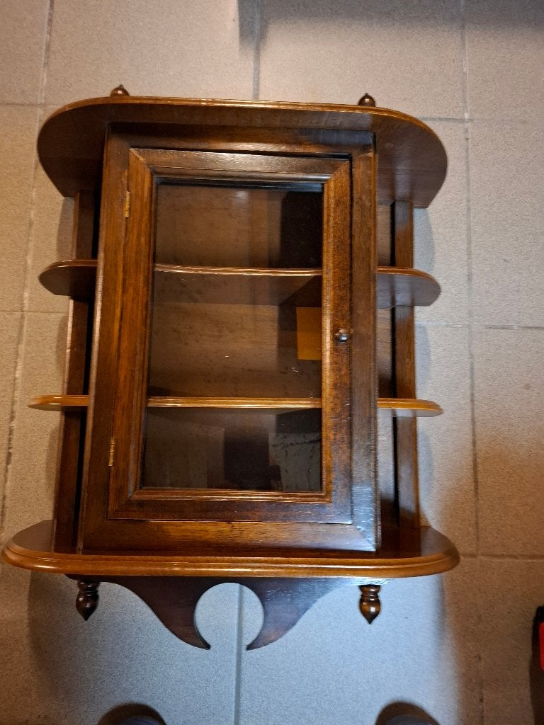 Hang-vitrinekastje in eik., Ophalen, Gebruikt, Klassiek, Minder dan 25 cm