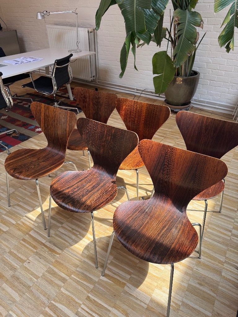 6 X FRITZ HANSEN vlinderstoel pallisander/ Rosewood 1970, Huis en Inrichting, Stoelen, Ophalen, Design klassieker, Bruin, Zo goed als nieuw