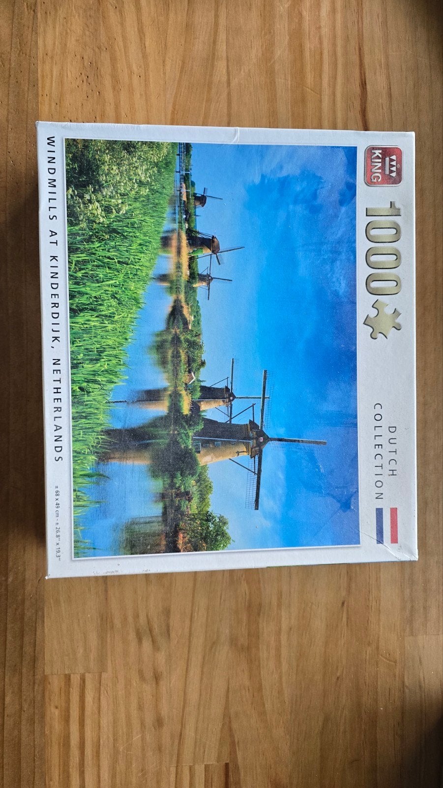 Puzzle King 1000 pièces – Moulins de Kinderdijkas, Enlèvement, 500 à 1500 pièces, Comme neuf, Puzzle