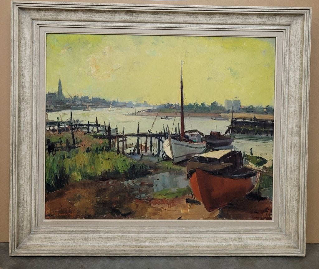 Pierre HENDRIX, Antwerpen gezien vanop Linkeroever, Antiquités & Art, Art | Peinture | Classique, Enlèvement ou Envoi