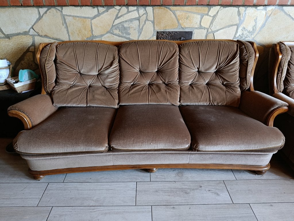 Salon 3 place + 2 fauteuil, Maison & Meubles, 200 à 250 cm, Banc droit, Bois, Comme neuf