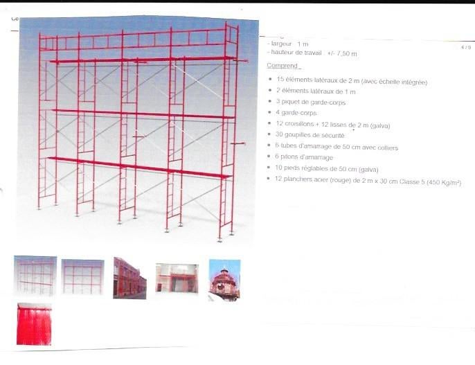 échafaudage pour isolant et matériel, Enlèvement, Utilisé, Échafaudage de façade, 5 mètres de hauteur ou plus