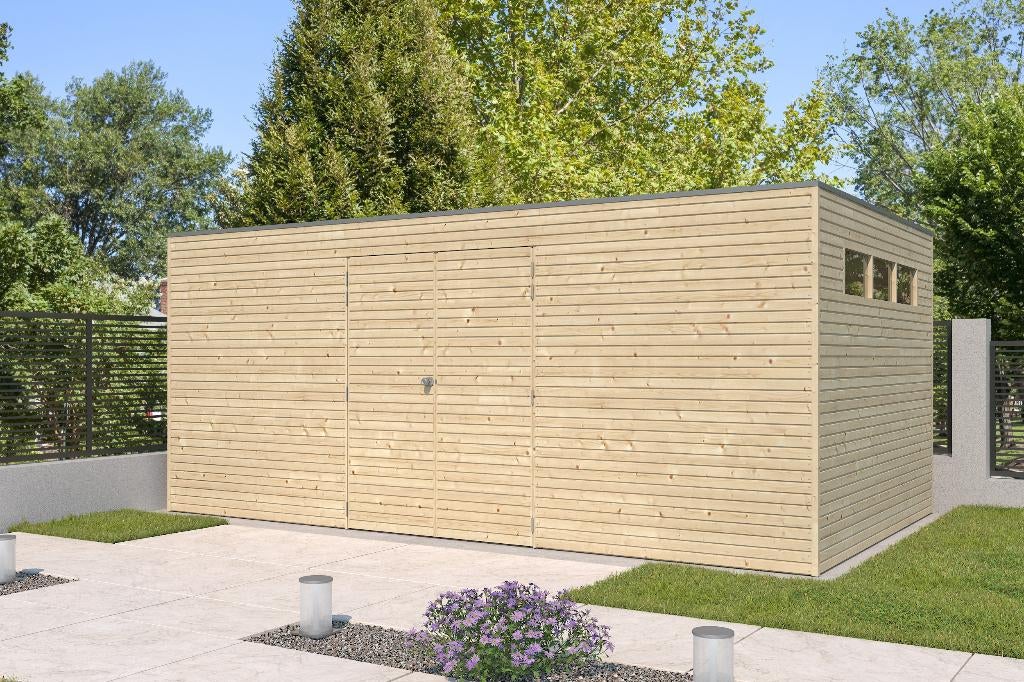 NOUVELLE cabane en rondins moderne Qube 7204, Envoi, Neuf