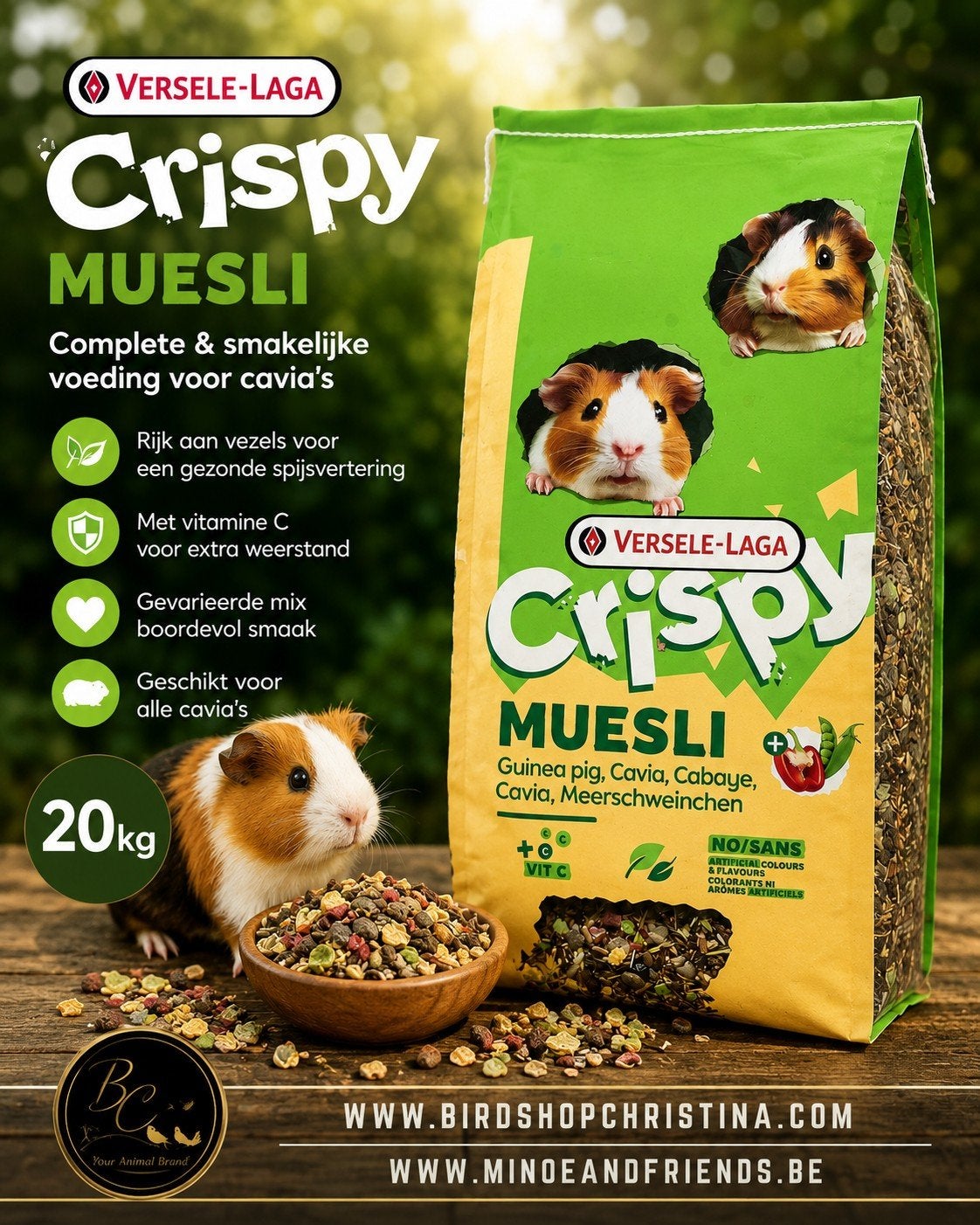 Crispy Muesli Guinea Pigs 20kg - Versele-Laga, Ophalen