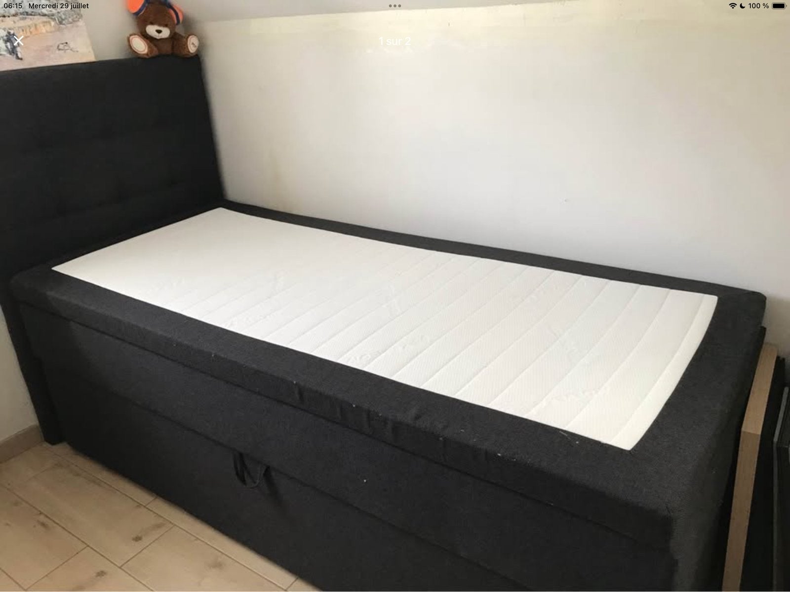 Lit boxspring 1 personne, Enlèvement, Comme neuf