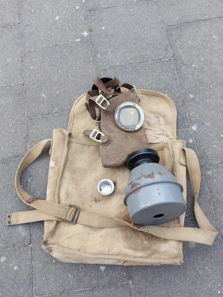 Masque à gaz belge WW2 Type II avec sac en toile, Collections, Enlèvement ou Envoi, Armée de terre, Autres types