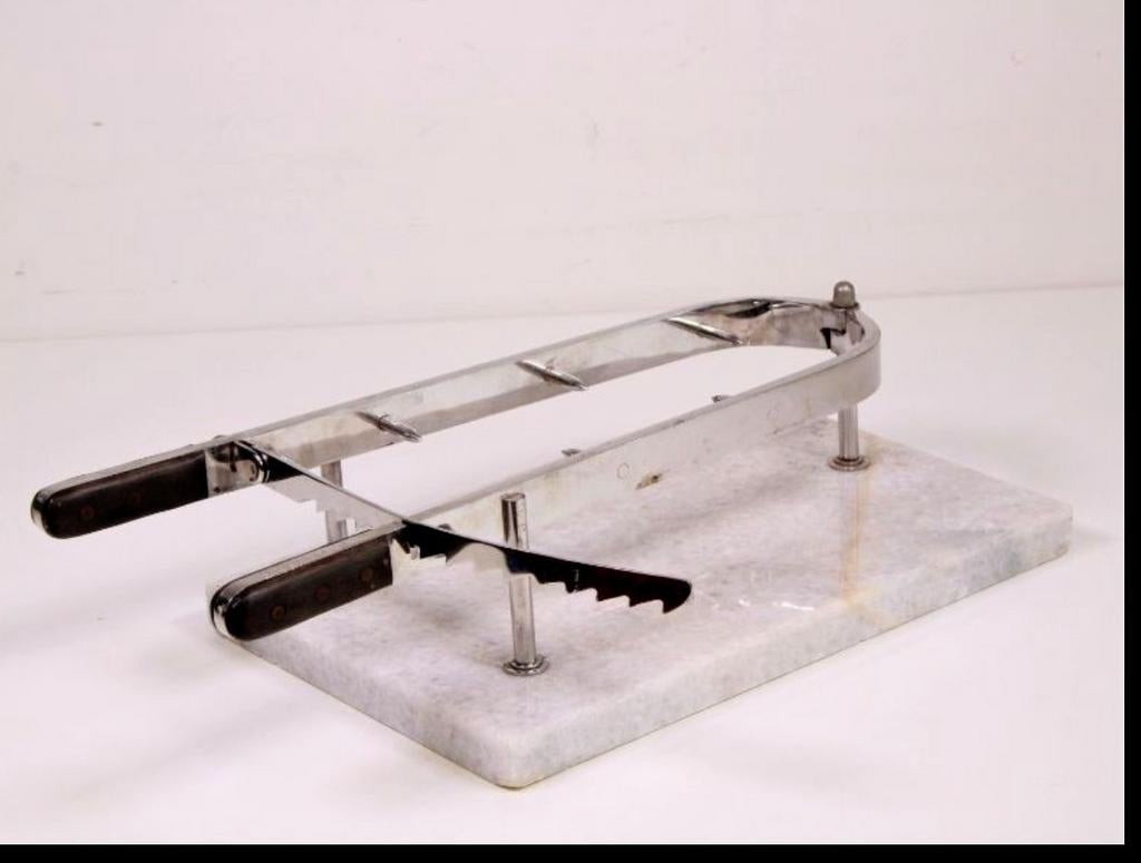Professionele Verbeelen Hespklem / Hamhouder - Marmer & Inox, Ophalen