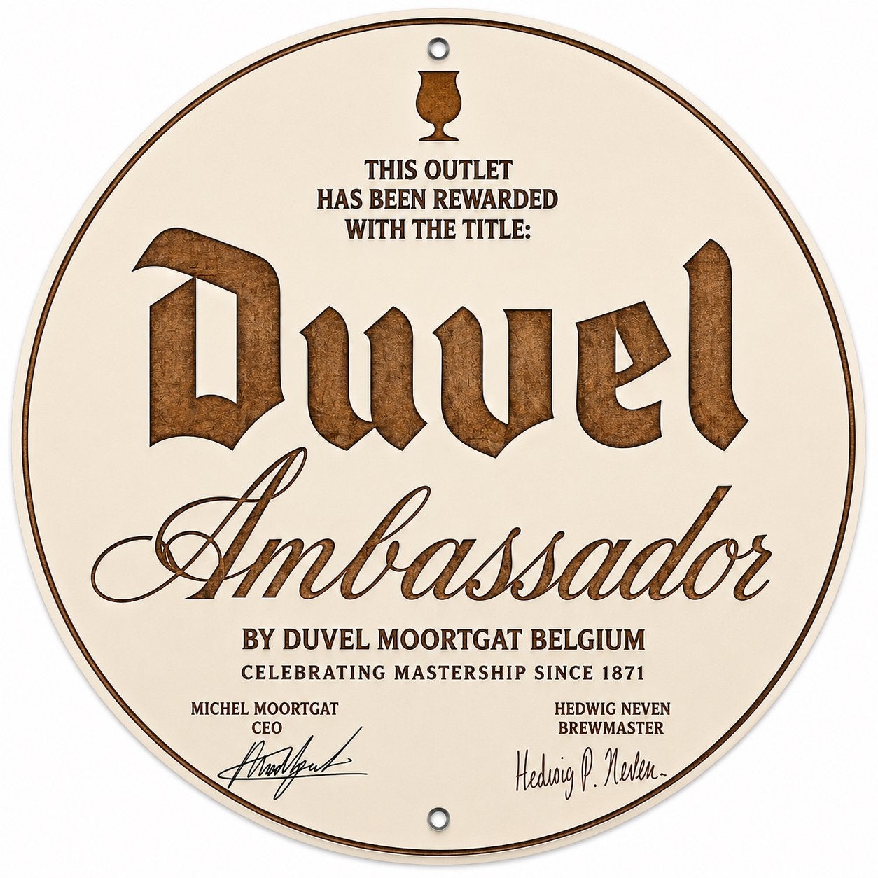 Metalen reclamebord Duvel Ambassador 2 retro vintage mancave, Verzamelen, Ophalen of Verzenden, Nieuw, Reclamebord, Plaat of Schild