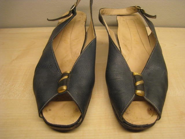 Damesschoenen, 37 1/2, blauw leder, hakken te herstllen, Ophalen, Blauw