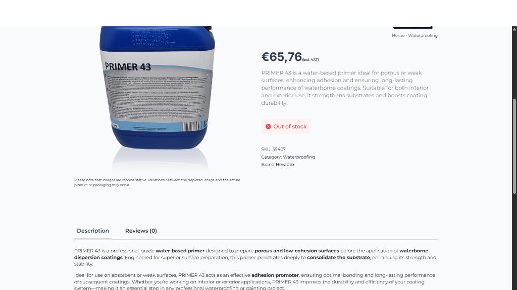 Hevadex primer, Doe-het-zelf en Bouw, Verf, Beits en Lak, Nieuw, 5 tot 10 liter, Overige kleuren, Ophalen