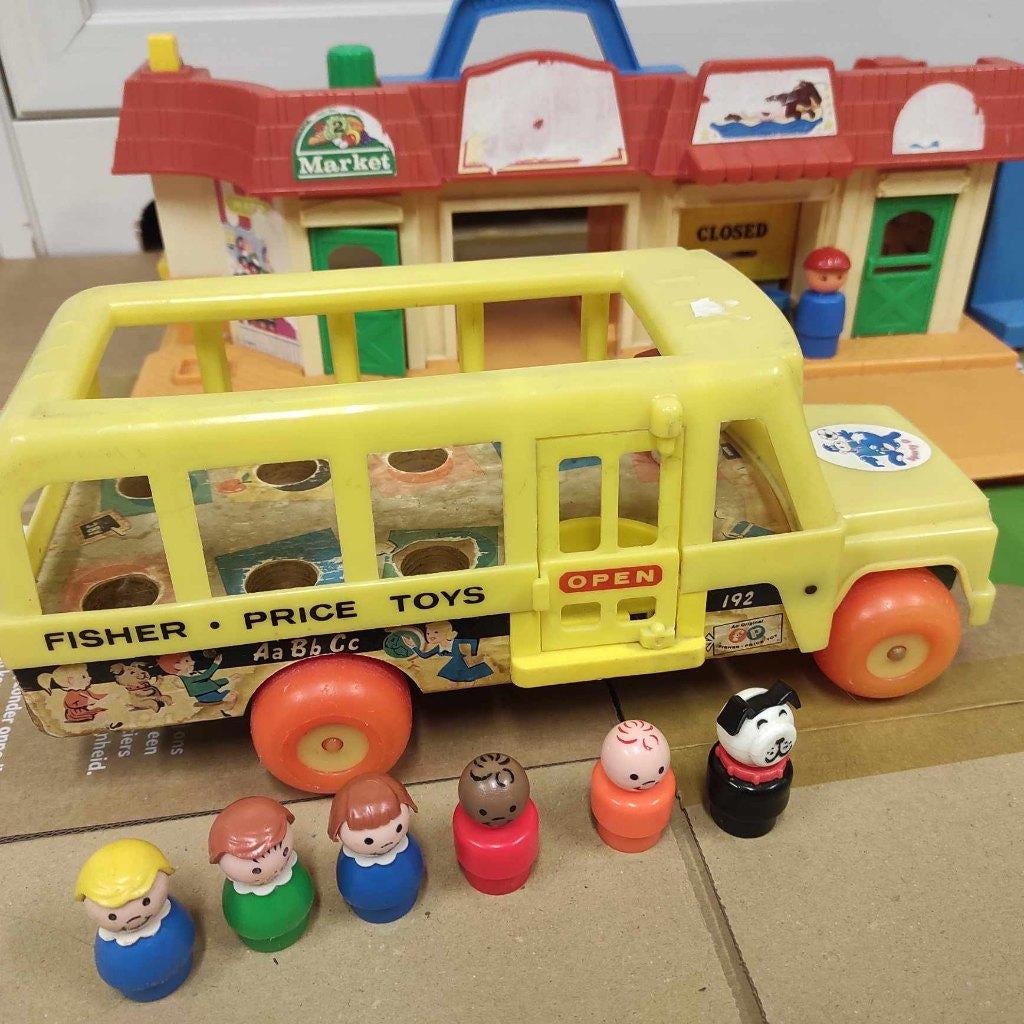 Fisher Price vintage bus en huis, Ophalen of Verzenden, Auto of Voertuig