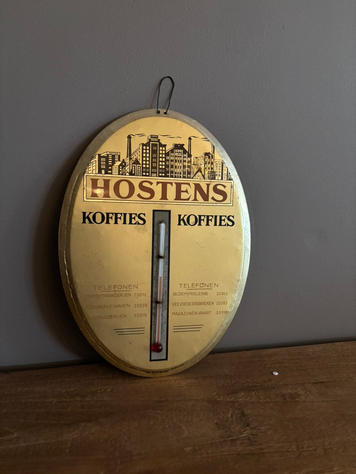 Vintage Hostens Koffies reclame thermometer, Antiek en Kunst, Ophalen