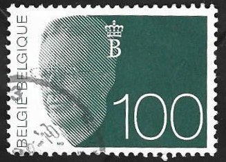 1 Postzegel België 1992 Koning Boudewijn., Koninklijk huis, Frankeerzegel, Ophalen of Verzenden, Gestempeld