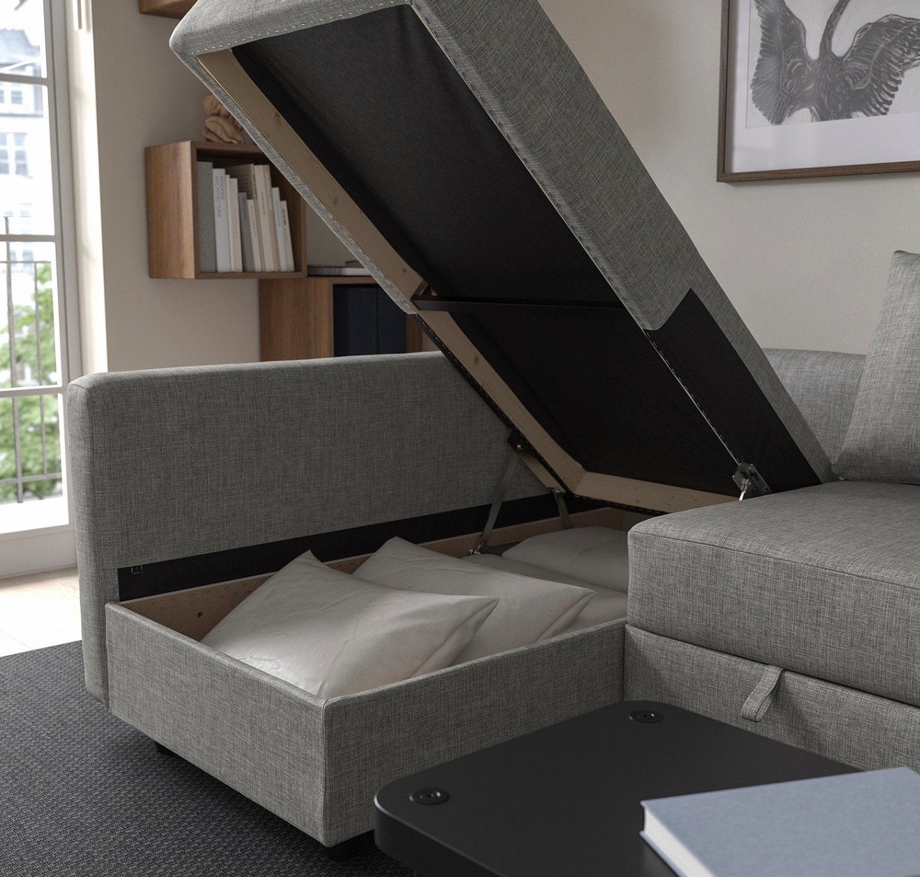 Canapé convertible avec coffre de rangement – 250 €, Enlèvement ou Envoi