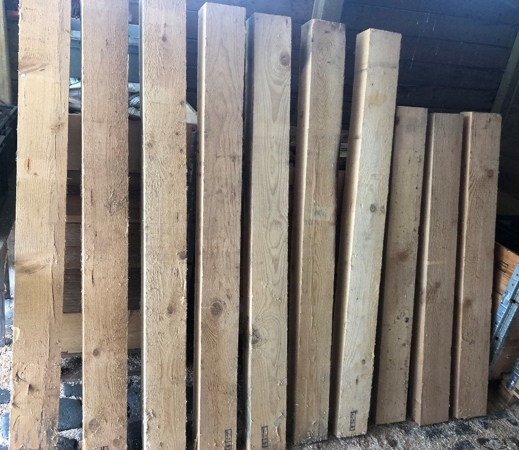 10 poutres en bois (épicéa) /dimensions : voir ci-dessous, Bricolage & Construction, Enlèvement, Utilisé, Épicéa, Poutre