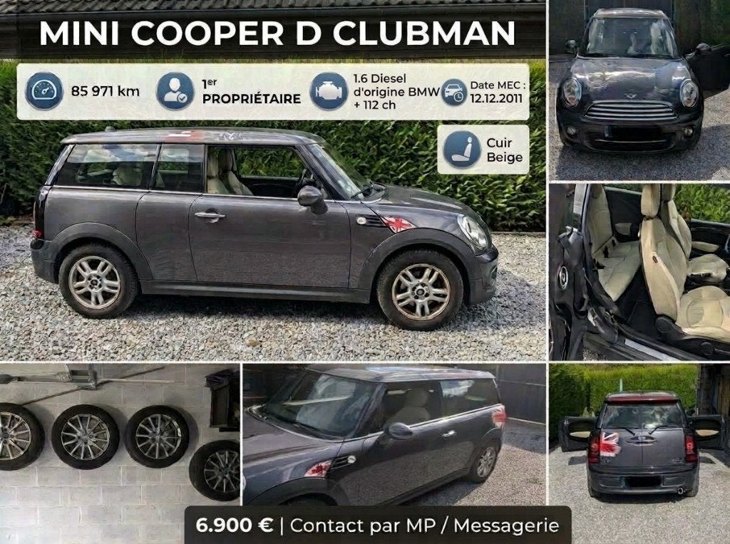 MINI Cooper D Clubman, Blauw, Leder, Particulier, Te koop
