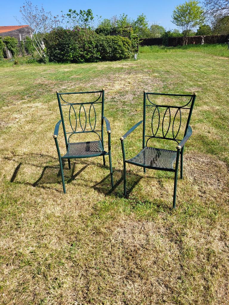 Zware Ijzer tuinstoelen, Tuin en Terras, Tuinstoelen, Ophalen, Gebruikt, Metaal, Stapelbaar
