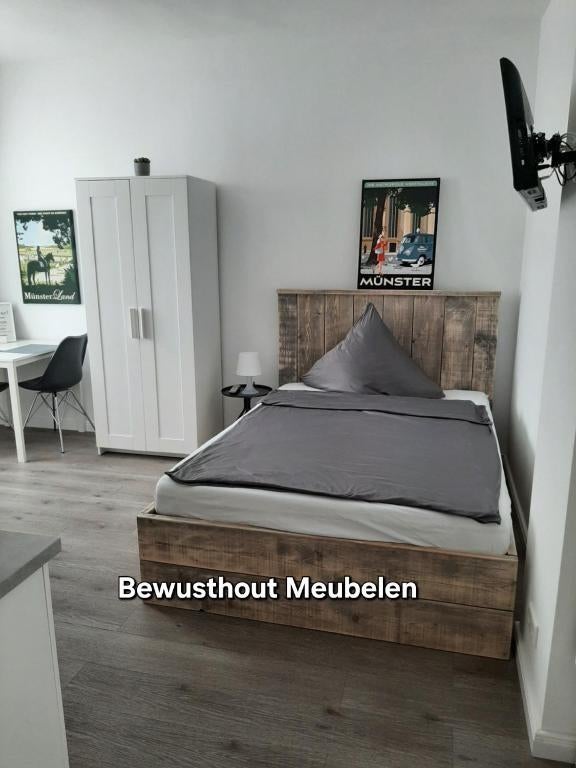 Steigerhout Bed – Landelijke look voor elke Slaapkamer € 299, Ophalen of Verzenden, Hout