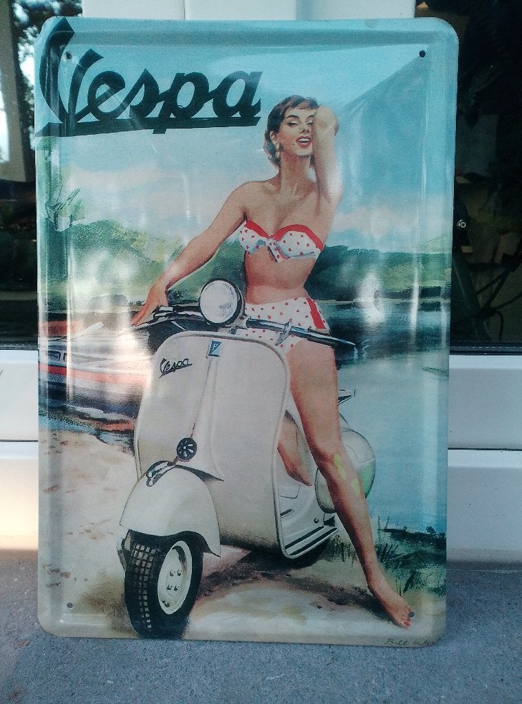 Vespa Reclame borden, Verzamelen, Ophalen, Gebruikt, Reclamebord