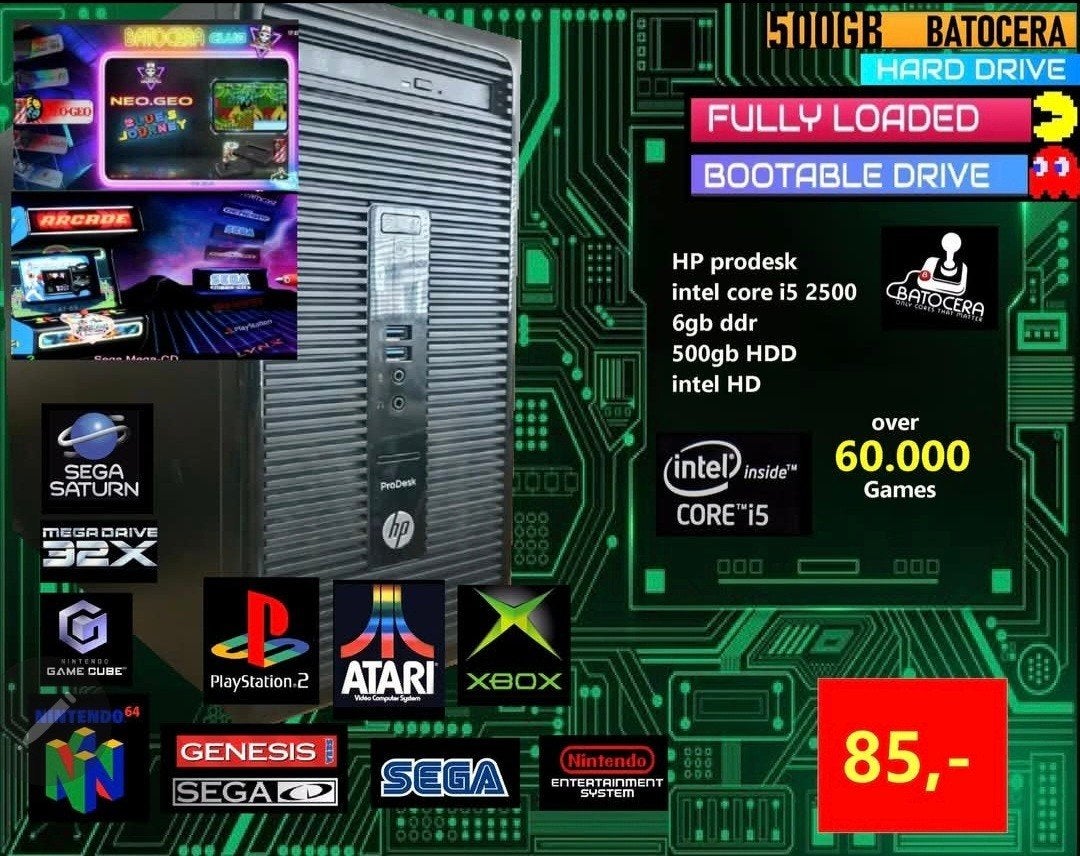 hp deskpro i5 + batocera 500G arcade system, Ophalen