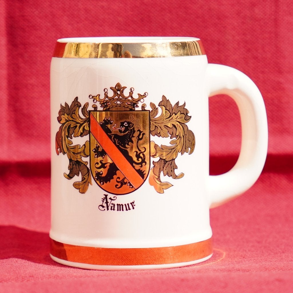 Beker met het wapen van Namen halve liter Wallonie Namurois, Ophalen of Verzenden, Zo goed als nieuw, Bierglas