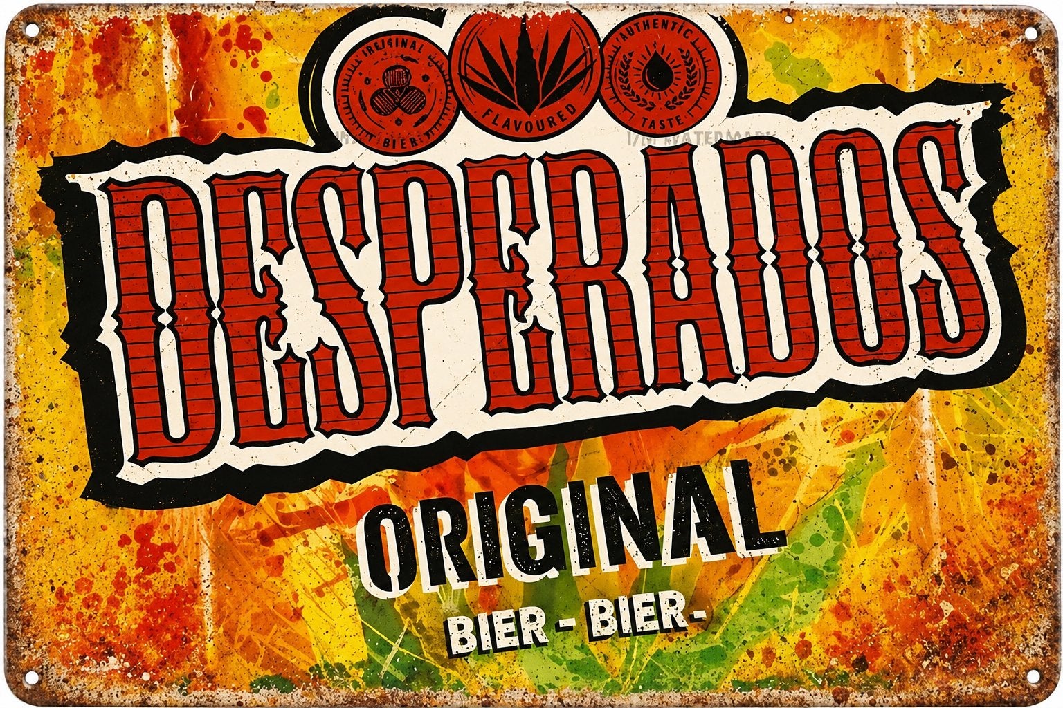 Panneau en métal original Desperados - vintage mancave, Collections, Marques & Objets publicitaires, Neuf, Panneau publicitaire