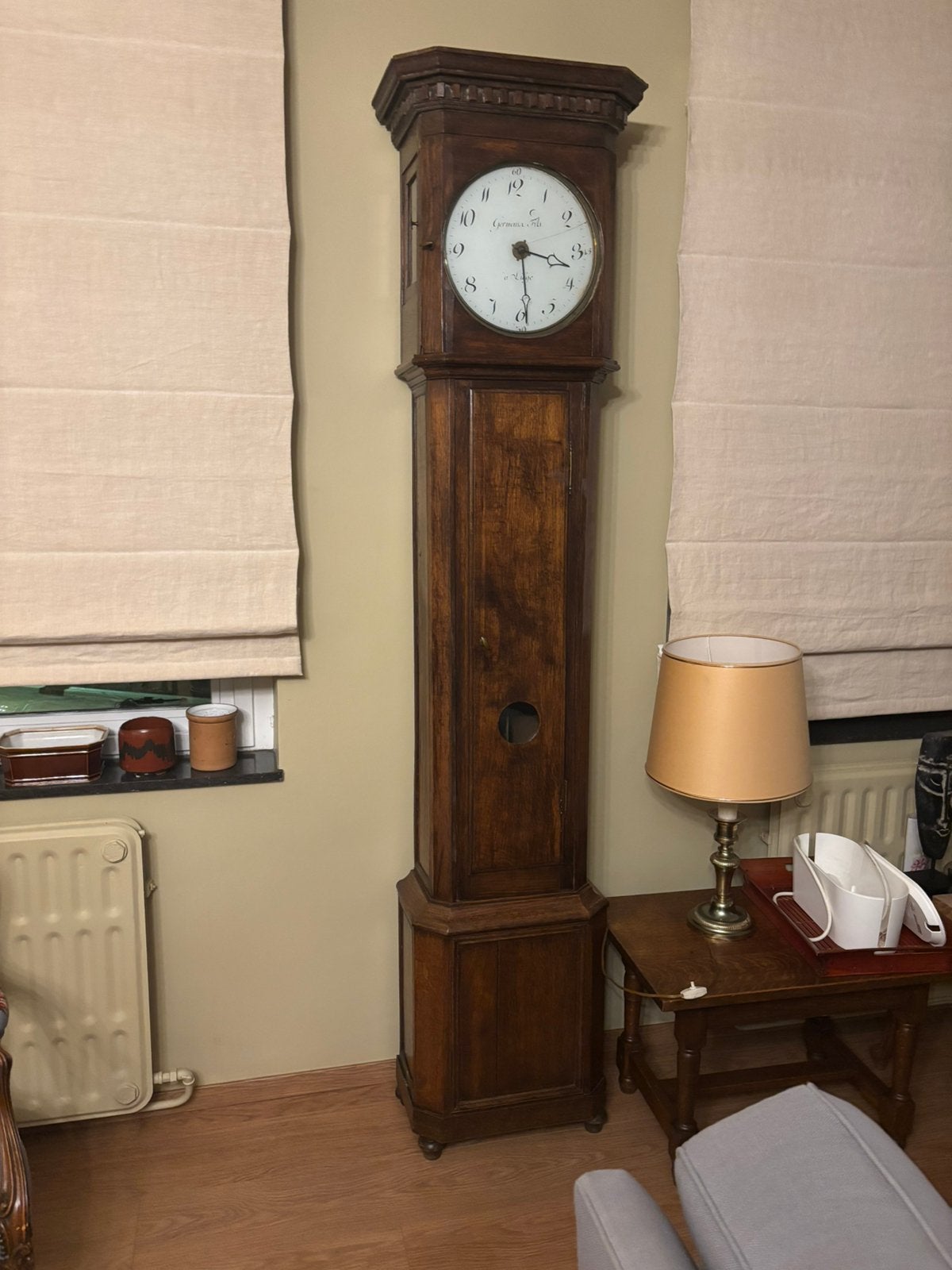 Grande Horloge ancienne en bois passif et compartiments, Enlèvement