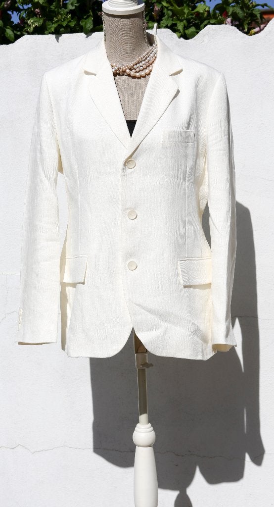 Witte linnen blazer - Zara - Maat XL, Maat 42/44 (L), Ophalen of Verzenden, Zo goed als nieuw, Wit