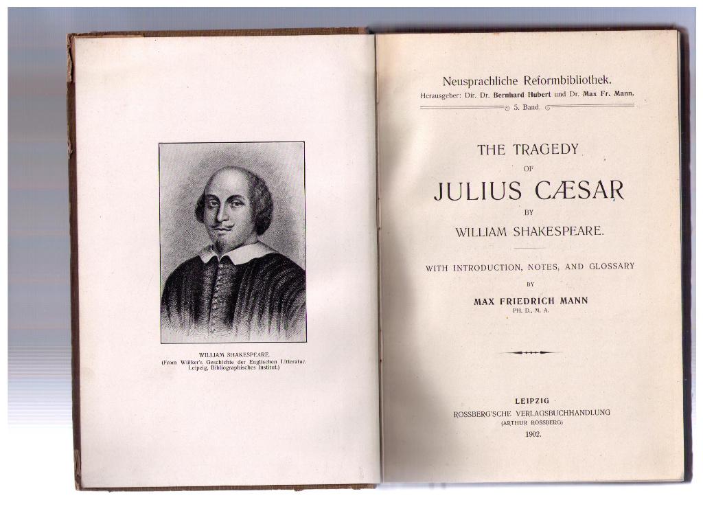Shakespeare  - The tragedy of Julius Caesar - Leipzig 1902, Livres, Enlèvement ou Envoi, Théâtre, Utilisé, Shakespeare