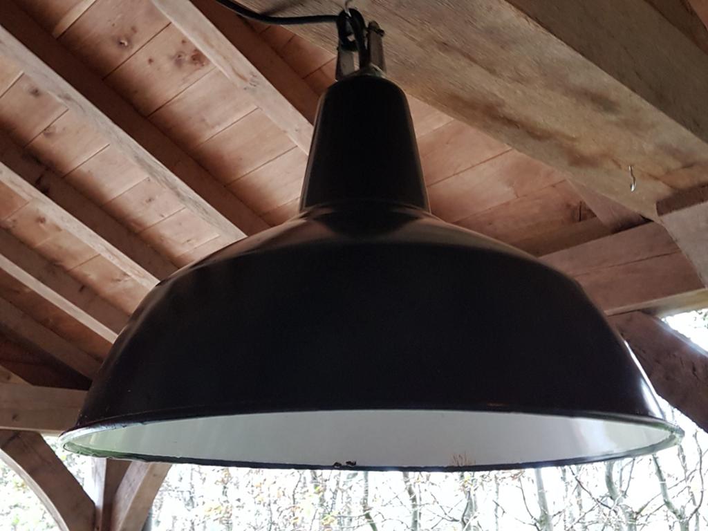 Mooie grote oude emaille hanglamp, Ophalen