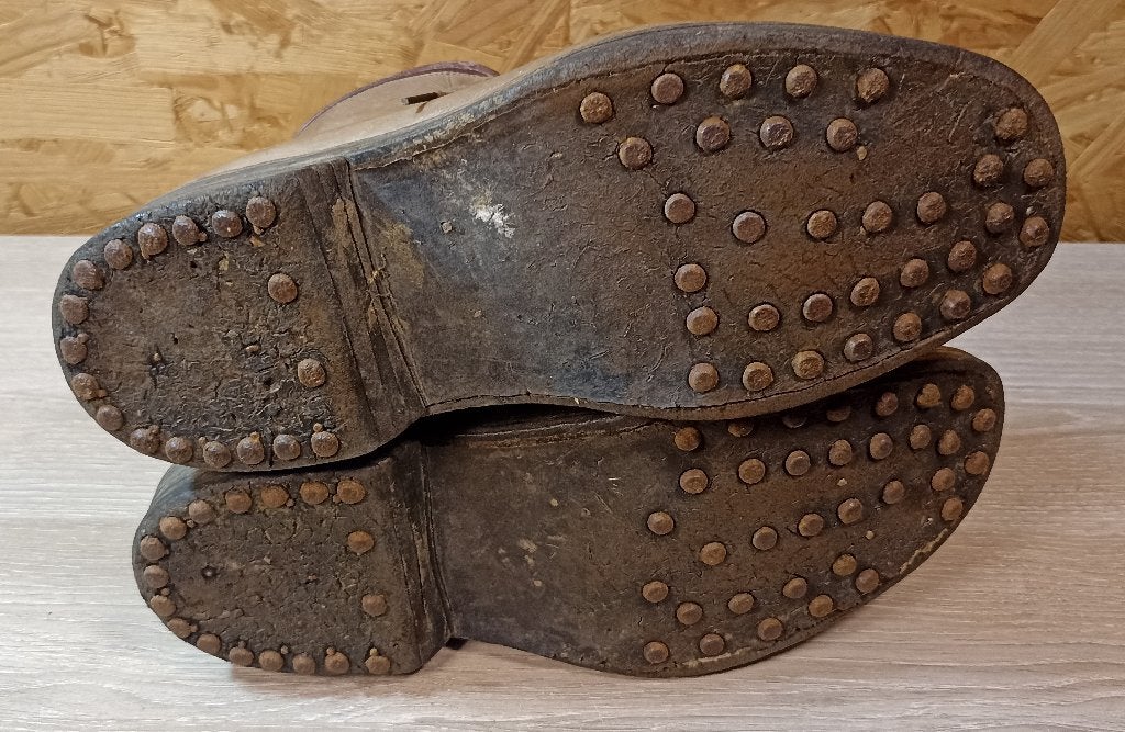 Brodequins militaires cloutés M45 Français Cuir Fauve ww2, Collections, Envoi, Armée de terre, Autres types