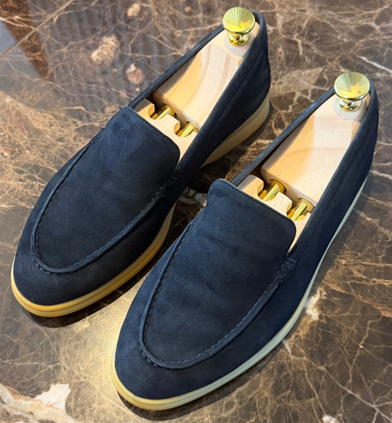Loro Piana Summer Walk Blauw Suède maat 36.5, Ophalen of Verzenden, Gedragen, Blauw, Instappers