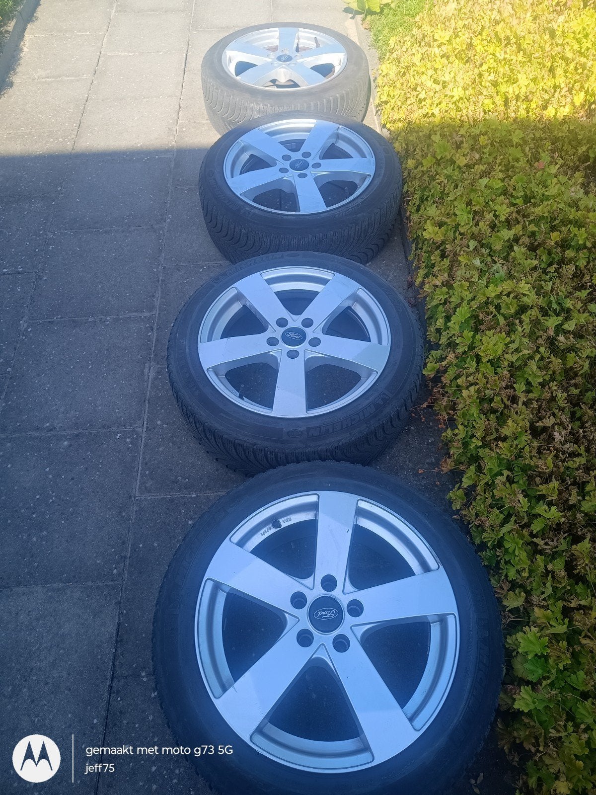 Ford velgen(DEZENT )17 inch,met winterbanden., Pneus hiver, 17 pouces, Enlèvement, Jante(s)