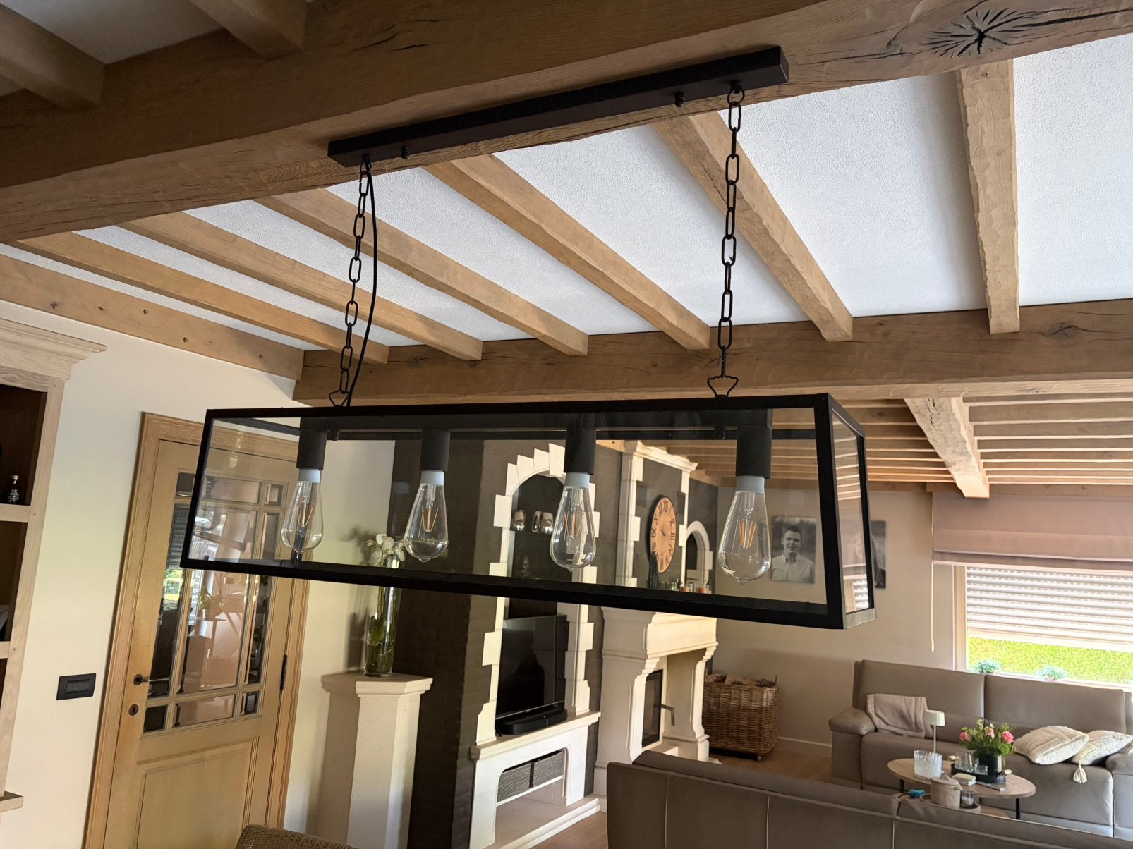 Luster in metasl met glad en 4 lampen, Enlèvement, Comme neuf