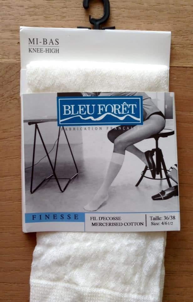 MI-BAS/KNEE-HIGH Bleu Forêt FIL D'ÉCOSSE 100% p.36-38, Neuf, Chaussettes et Chaussettes genoux, Enlèvement ou Envoi, Blanc