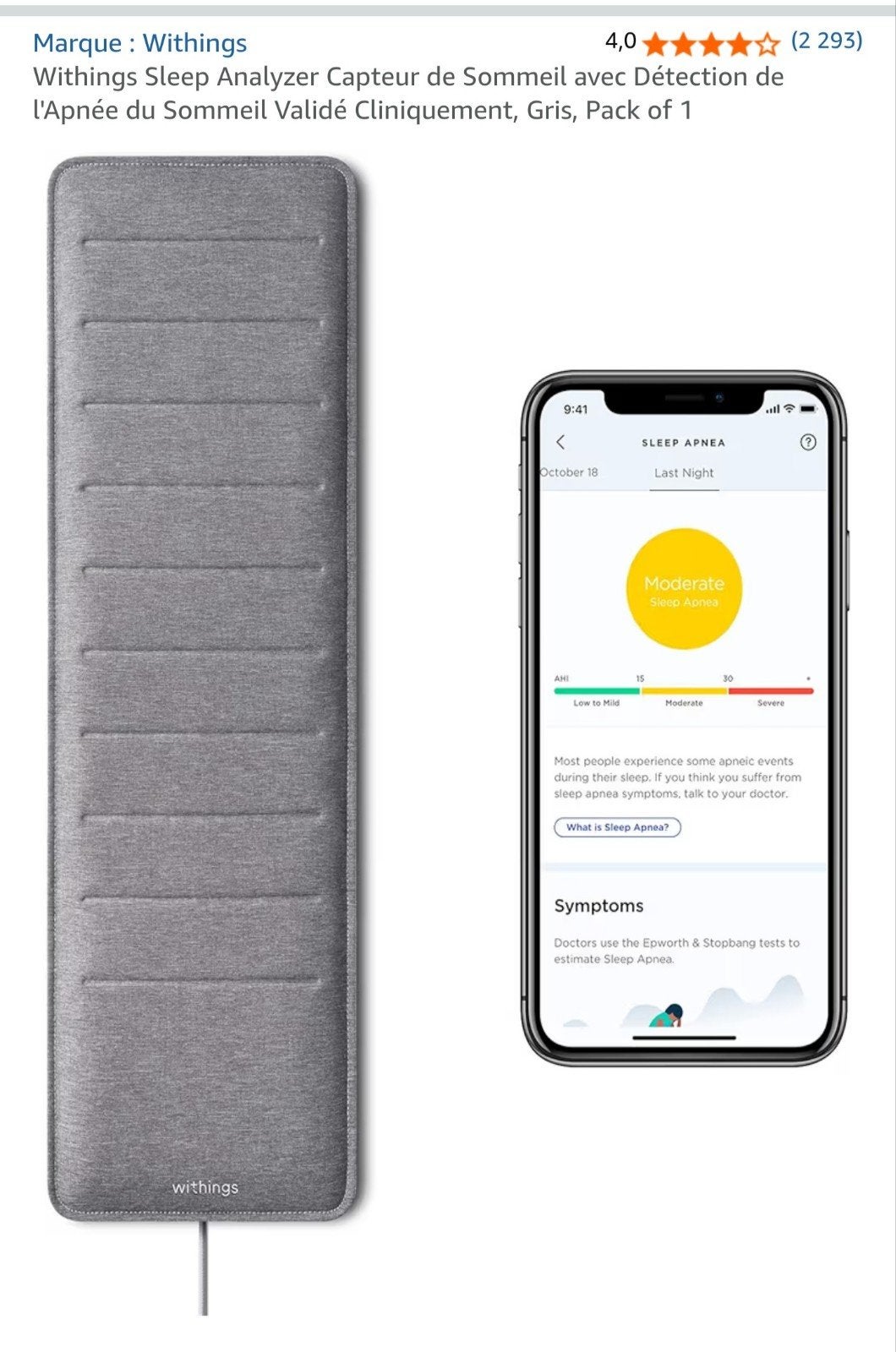 Sleep Analyser Withings- détecteur apnée du sommeil., Divers, Matériel Infirmier, Enlèvement ou Envoi, Comme neuf