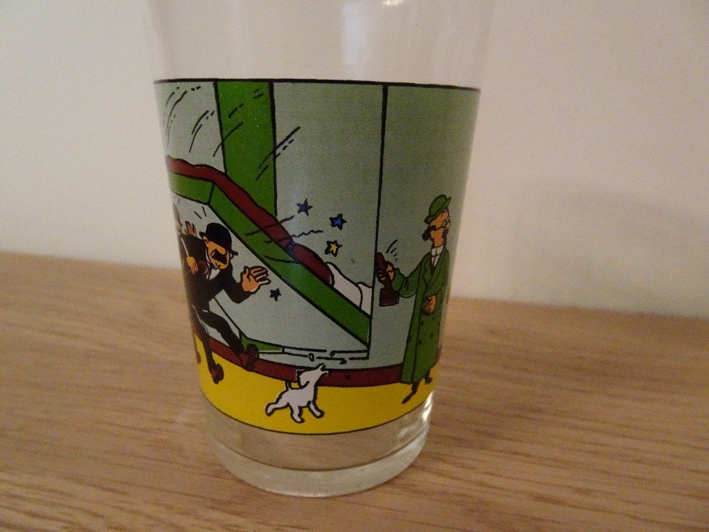 Kuifje Lombardglas - Zonnebloem en de Duponds (t), Verzamelen, Ophalen of Verzenden, Kuifje, Zo goed als nieuw, Gebruiksvoorwerp