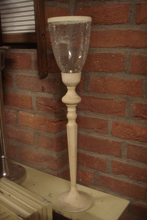 KANDELAAR gietijzer oud wit - WINDLICHT Flamant, Wit, Ophalen of Verzenden, Zo goed als nieuw, Metaal