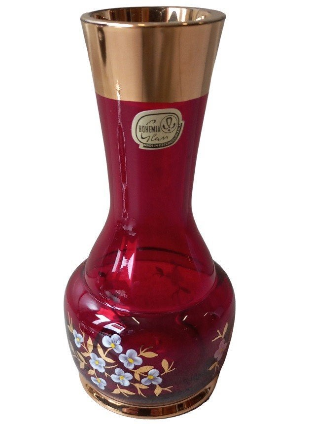 vase rouge « Bohemia Glass », Enlèvement ou Envoi