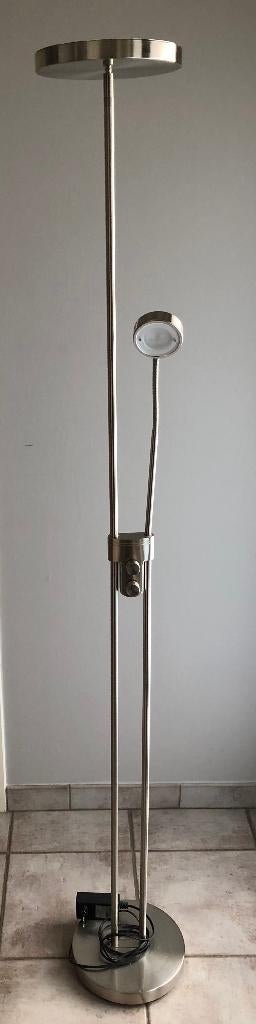 Inox Led staanlamp met leeslicht (2 dimmers) (NIEUW), Ophalen, Nieuw, Modern, hedendaags, Metaal