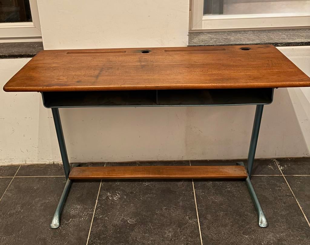Authentique Bureau d'École Vintage au Look Industriel, Enlèvement, Comme neuf