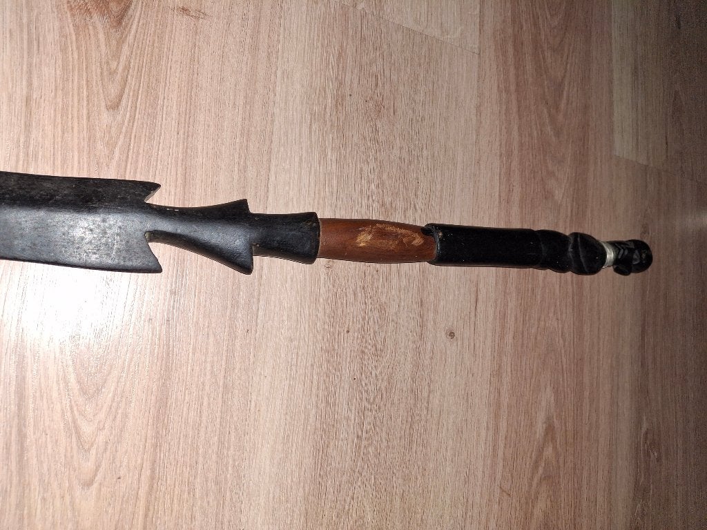 handgesneden Afrikaans houten zwaard / decoratieve speer, Ophalen, Masker
